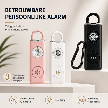 SafeGuard Persoonlijk Veiligheidsalarm — 130 dB Sirene met LED-licht & USB-C Opladen