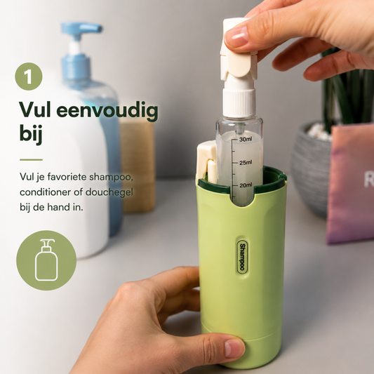 4-in-1 Reisdispenser | Nooit meer losse flesjes ✈️