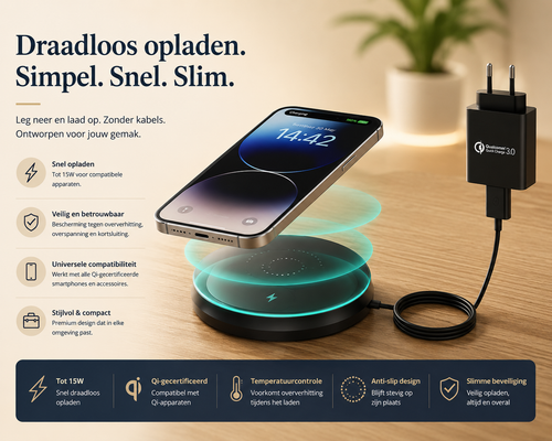 KPON Onzichtbare draadloze oplader, 30 mm, verborgen onder de tafel, inductieve oplader voor iPhone 16/15/14/13/12/11/Pro/Mini/Max/Xs, Samsung S24/S23/S22/S21/S20/S10/S9/S8