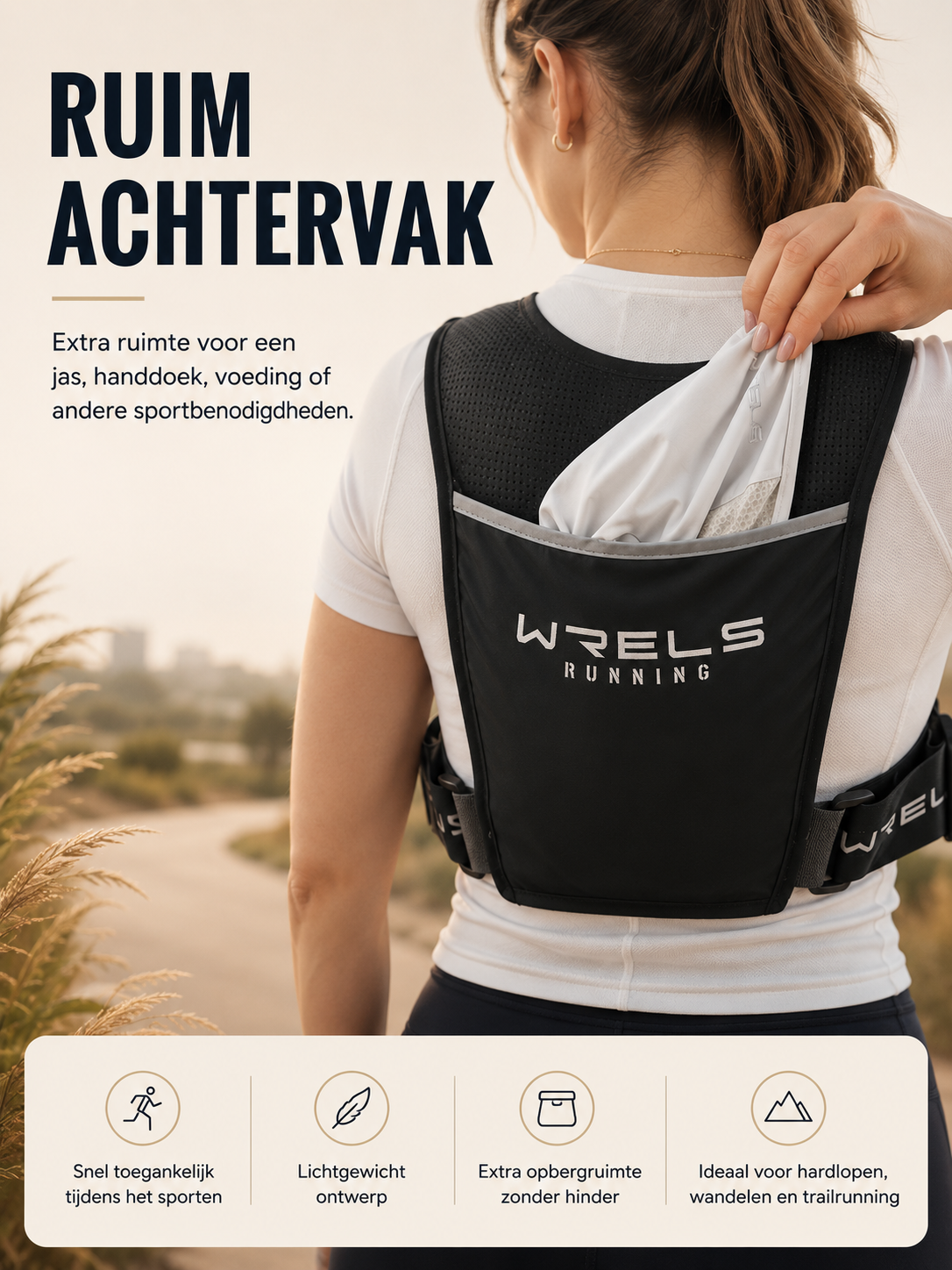 WRELS Running Hydratation Vest Lichtgewicht ademend Marathon Trail Race Pack voor heren Dames