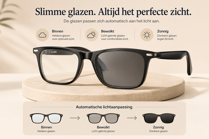 EJE Slimme Bril met AI — Vertaling in 100+ Talen, Muziek, Handsfree Bellen & Kleurveranderende Lenzen