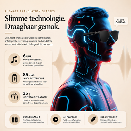 EJE Slimme Bril met AI — Vertaling in 100+ Talen, Muziek, Handsfree Bellen & Kleurveranderende Lenzen